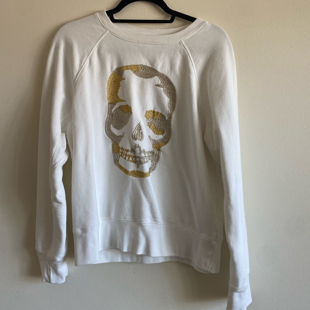 Zadig and Voltaire white and gold skull sweater